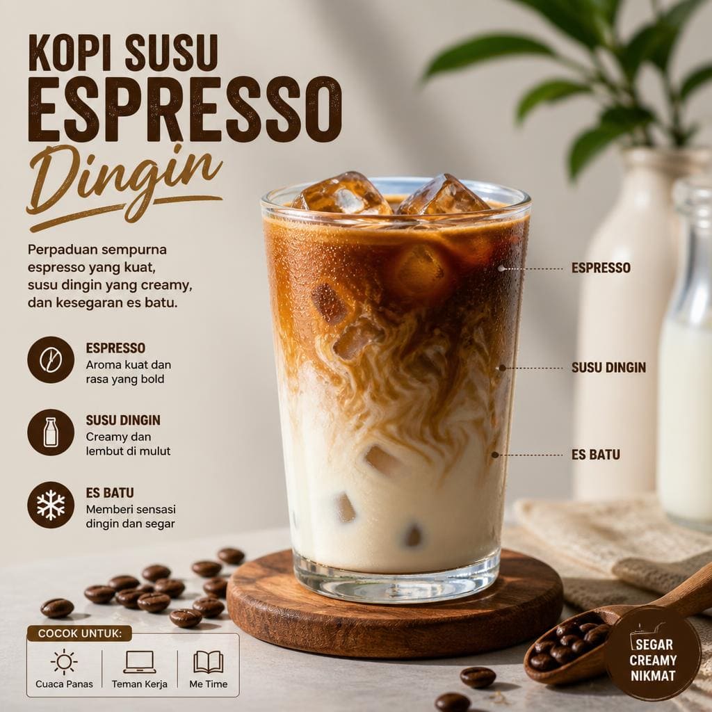 Kopi Susu Espresso Dingin di Solong Coffee